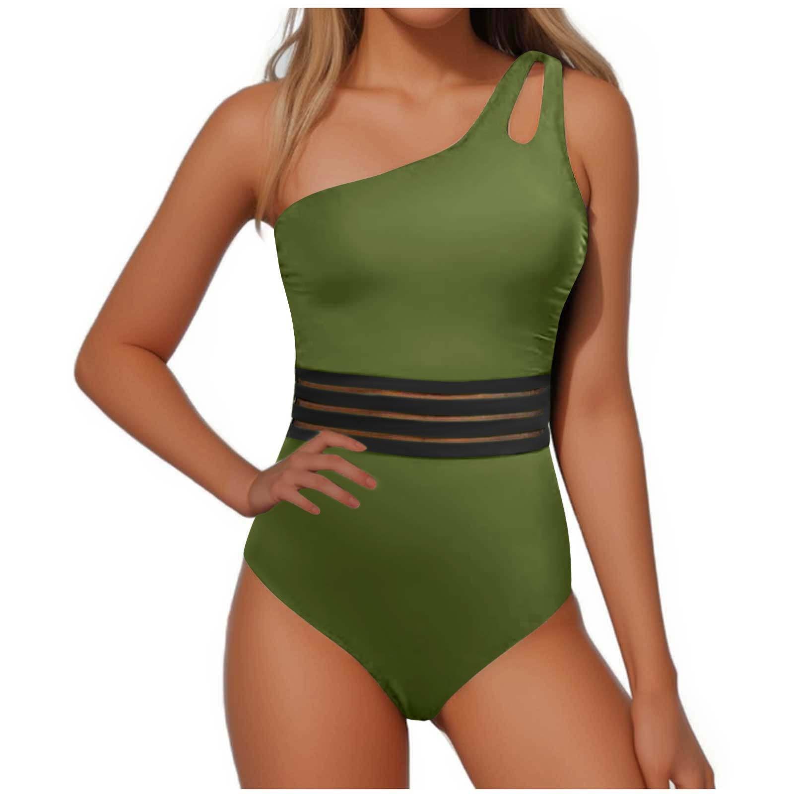 2023 AliExpress Amazon Bikini europeo y americano nuevo estilo con bordes voladores, cintura alta, cubriendo el vientre, adelgazamiento, traje de baño de una pieza, mujer image 20