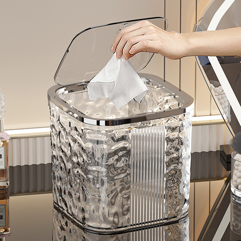 Household Desktop Trash Can with Lid High Beauty Value Light Luxury Dressing Table Toilet Bathroom Wash Towel Storage Box