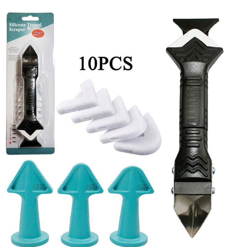 硅酮密封胶去除剂3合1金属刮刀胶嘴浴室厨房窗户平滑工具套件吸塑