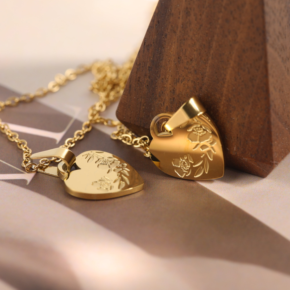 Womenu0027S Fashion Heart Flower Stainless Steel Necklace Gold Plated Stainless Steel Necklaces