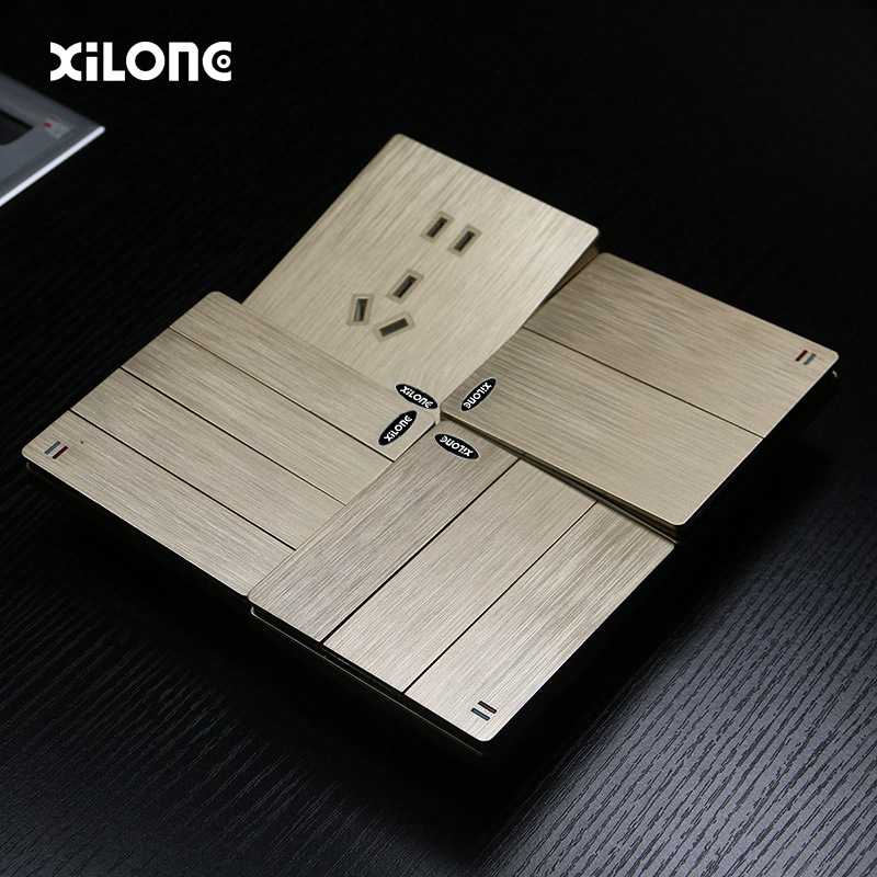 86 Brushed Gold Power Socket Concealed 5-Hole One-Open Five-Hole Wall Socket Manufacturer Two-Three Plug USB Switch Panel 86 Brushed Gold Power Socket Concealed 5-Hole One-Open Five-Hole Wall Socket Manufacturer Two-Three Plug USB Switch Panel