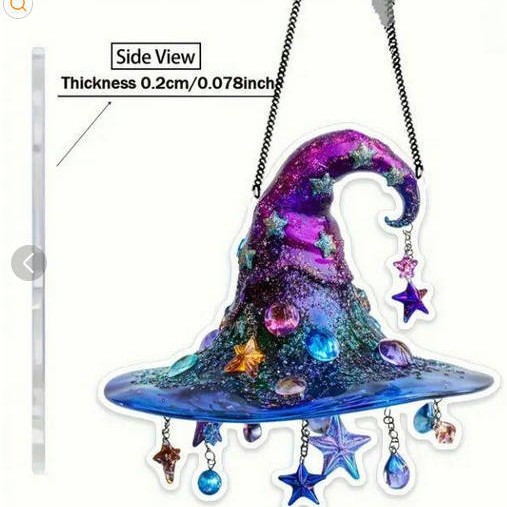 Colgante de cristal de la bruja de la luz de la luna, 'Acrílico en la pared, decoración del hogar festivo, reloj de sol,