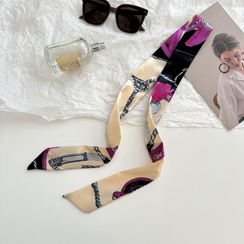 Bufanda de seda, tira larga, sentido de alta gama, nueva moda, todo-fósforo, diadema, cinturón para el cabello, bolso para el cabello, cinturón para el pañuelo multiusos