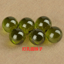 供應帶打孔鋯石圓珠 通全孔半孔球形橄欖綠色立方氧化皓石散珠子