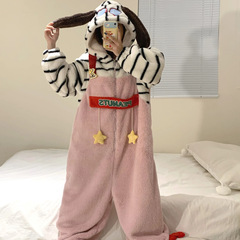可爱少女珊瑚绒史努比连体睡衣女2025年新款秋冬季加绒加厚家居服