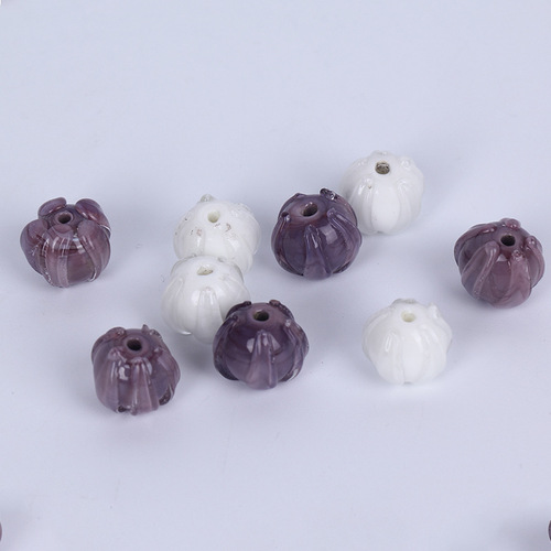 New wholesale purple bellflower bead glass bead, glass flower bud scattered bead hairpin earrings DIY handmade accessories