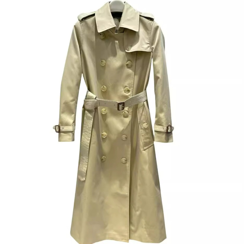 British-style Double-breasted Slim-fit Long Coat with Back Split Women's Gabardine Cotton Classic Coat Kensington Long Coat British-style Double-breasted Slim-fit Long Coat with Back Split Women's Gabardine Cotton Classic Coat Kensington Long Coat