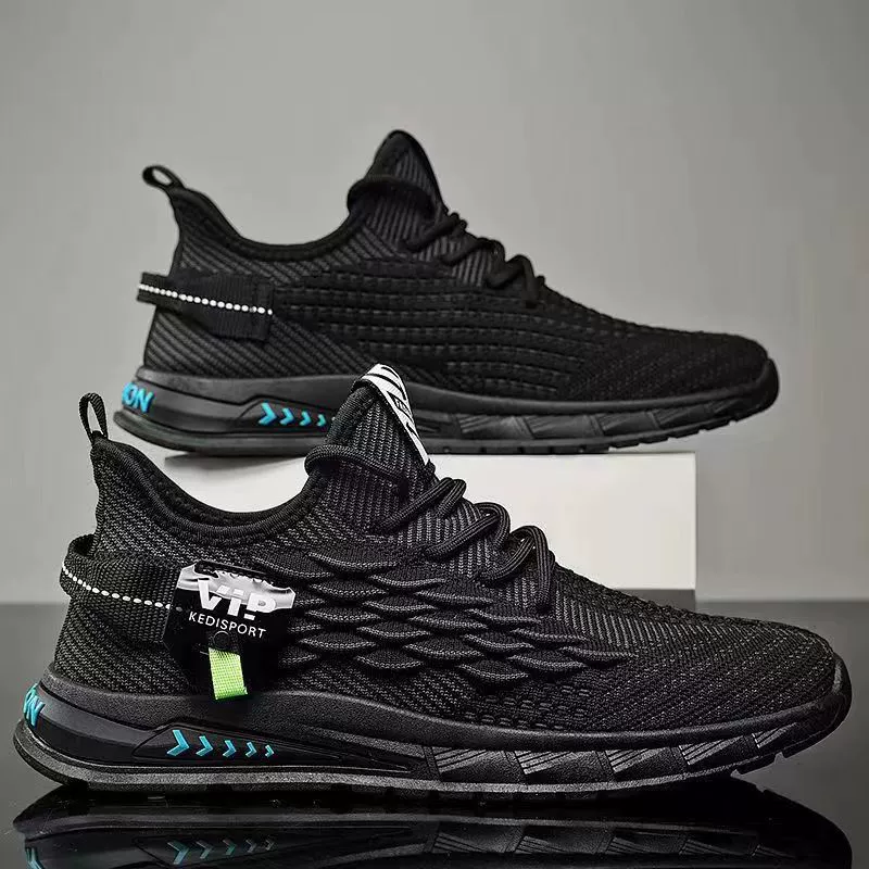 Весенние новые мужские повседневные сетчатые дышащие кокосовые туфли модные дикие трендовые кроссовки большие размеры черные мужские туфли