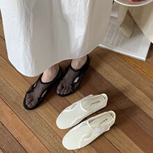 2025夏季新款小众复古网面透气凉鞋女镂空平底外穿玛丽珍单鞋女潮
