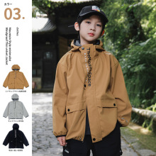 男童薄绒外套2025秋季新款儿童户外保暖冲锋衣休闲大地色连帽上衣