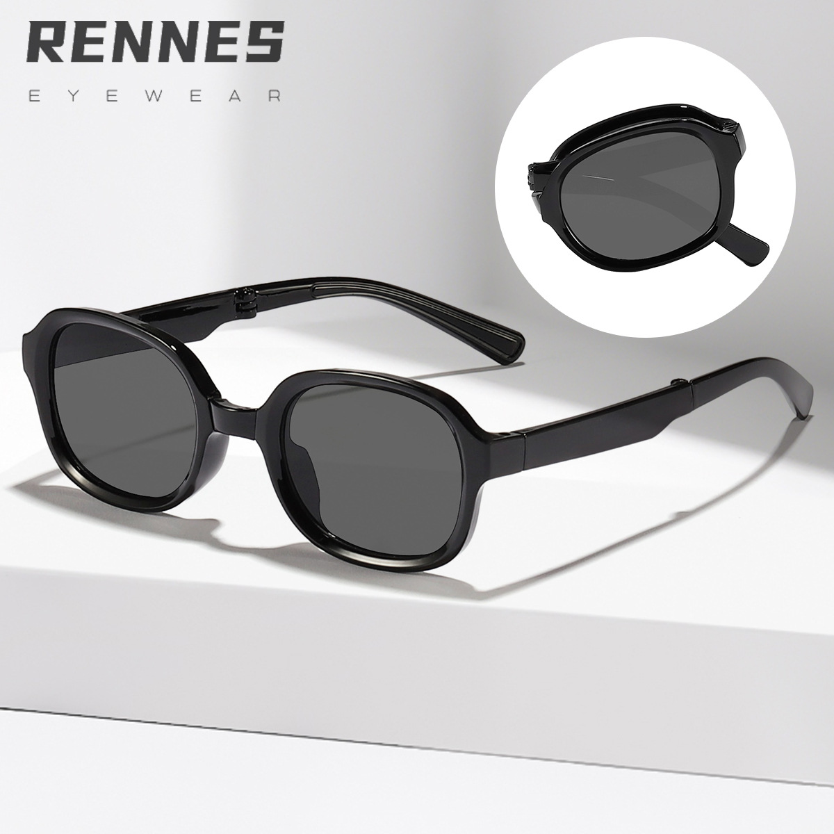 Gafas de sol plegables de marco cuadrado de nueva moda para niños, gafas de sol de sombra esenciales de moda de tendencia simple retro