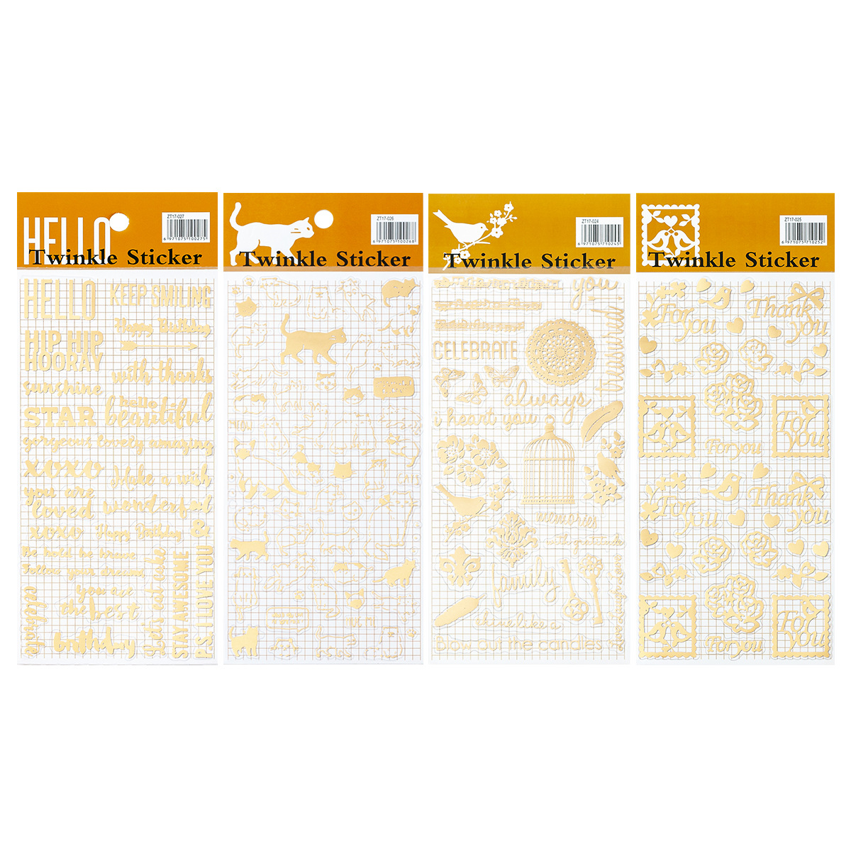 Calcomanías Decorativas de Hoja Dorada de 4 Diseños de Papel para Navidad