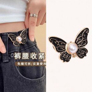 Pantalones de jeans de cintura, botones de cintura ajustados, botones ajustables fijos