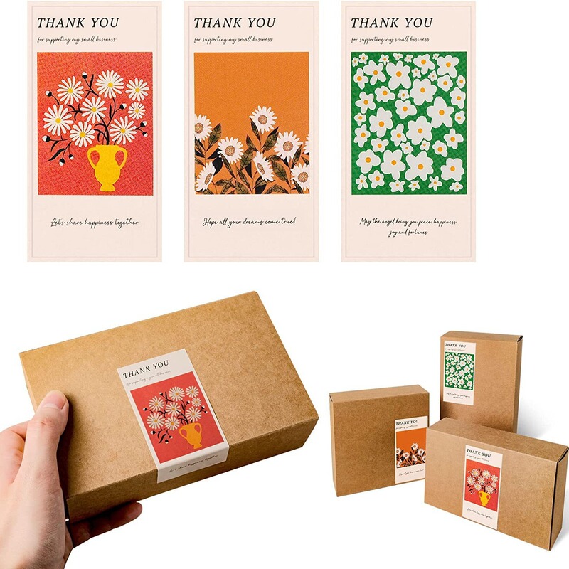 50 stickers/Pack simple flower Thank you sticker gift box sealing sticker packaging decoration sticker take-out Express