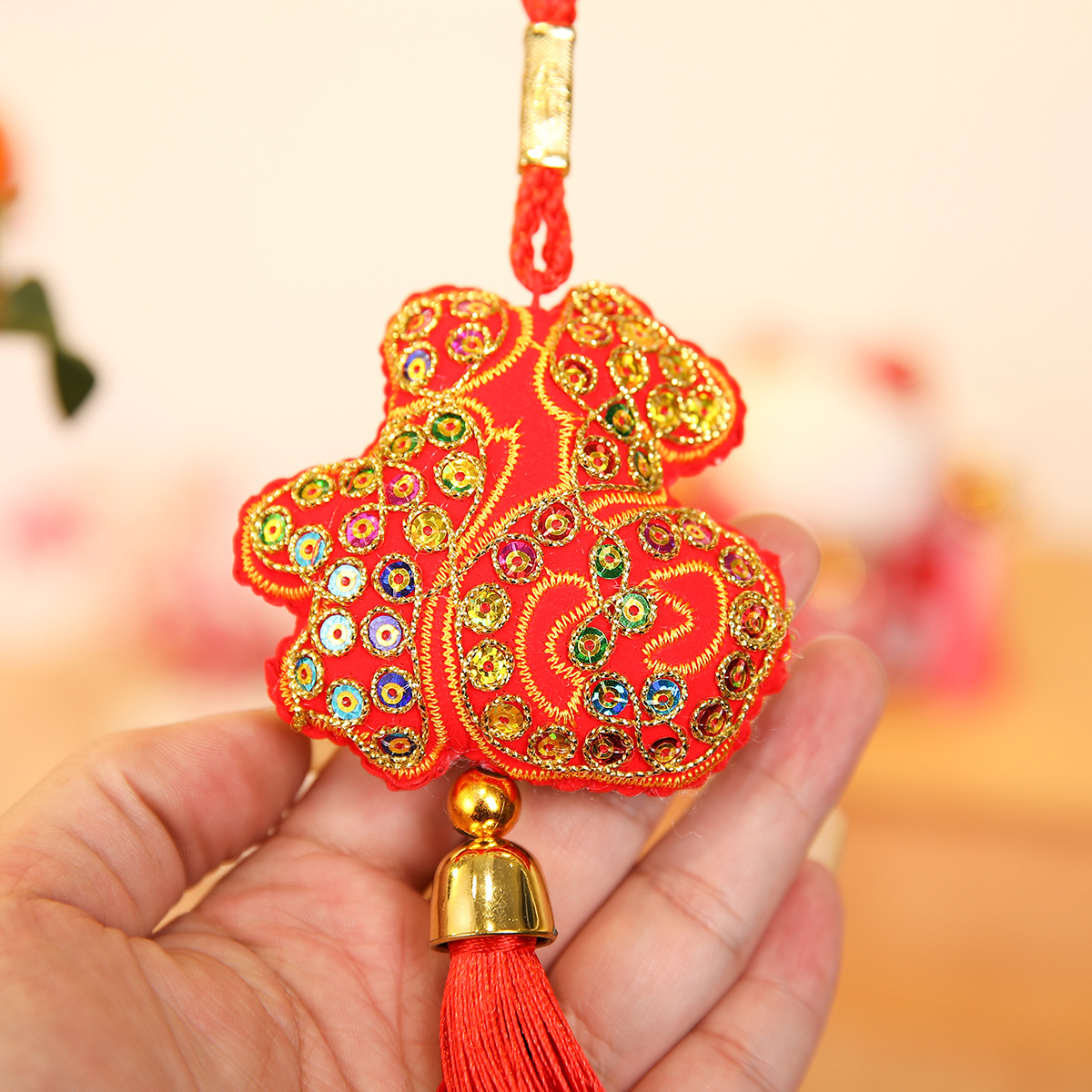 2025 Año de la serpiente colgante de Año Nuevo Ping An Fu Bag Festival de Primavera bordado bolsas de pescado rosas China Jue Fu colgante al por mayor