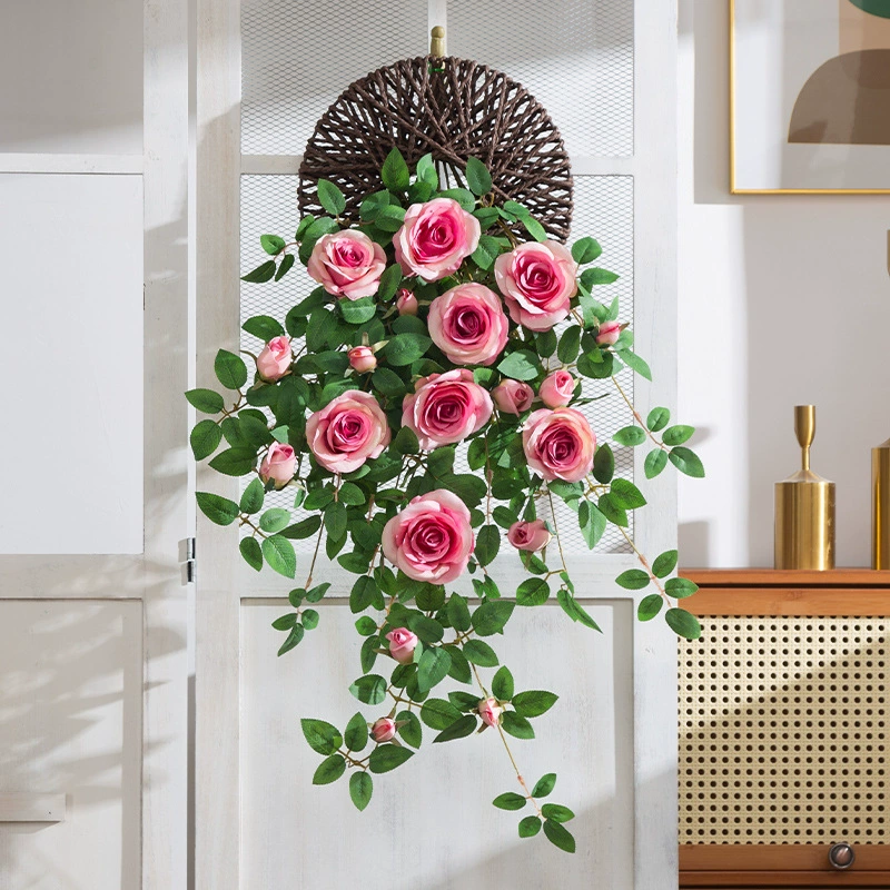Имитация цветочных настенных настенных декоративных цветов висячие цветы висячие цветы поддельные цветы лозы высококлассные бионические розы лозы