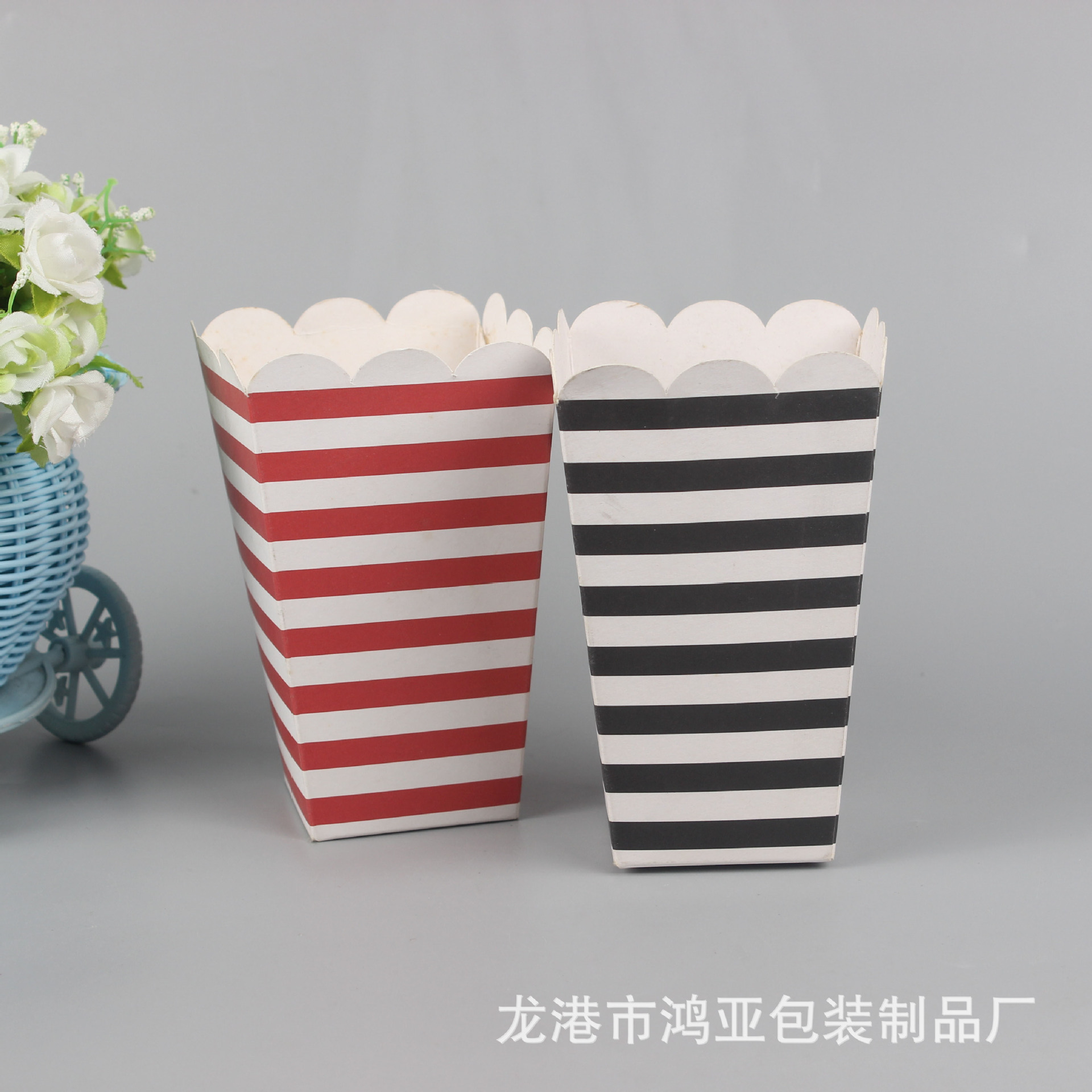 鸡米花包装盒炸鸡腿包装盒爆米花包装盒横纹鸡米花盒食品纸盒