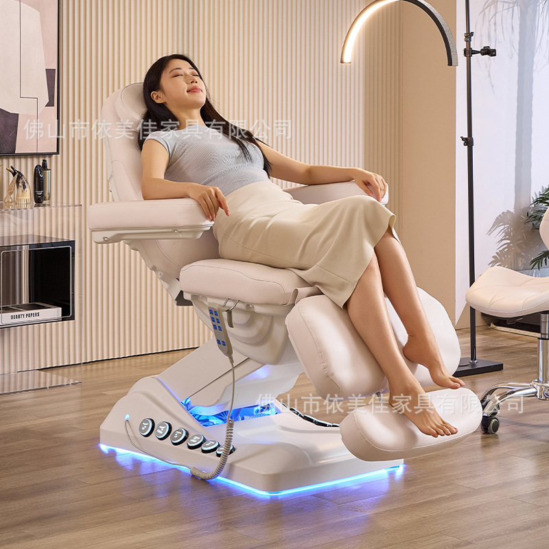Mesa de examen eléctrico superficie de cama calefacción cama de belleza elevación y ajuste libre cama especial de tratamiento de tatuaje de inyección para salón de belleza