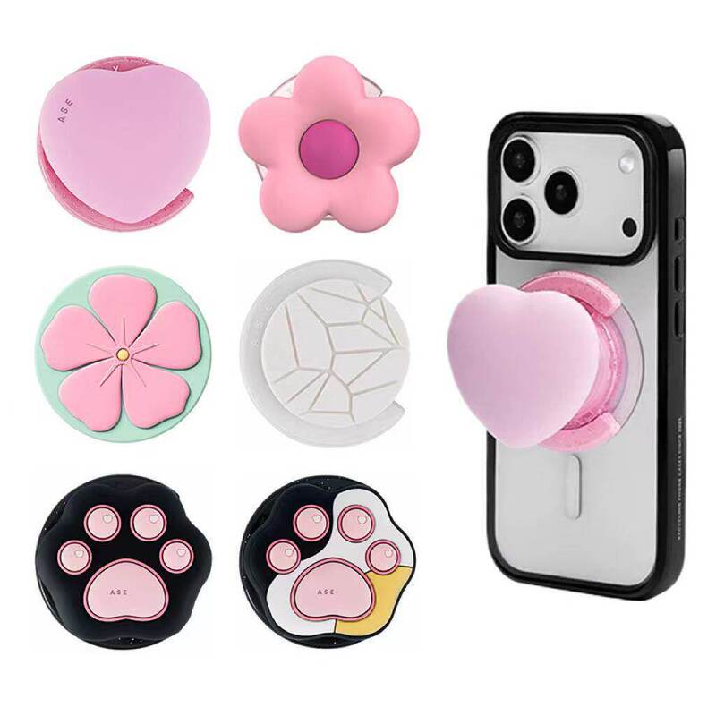 Case High-Quality Top Version 3D Airbag Stand Magsafe Magnetic Cat Paw Heart-Shaped Fashion Silicone in Stock for Apple