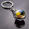 Metal keychain, starry sky, commemorative painting, souvenir, car keys, glossy pendant, accessory