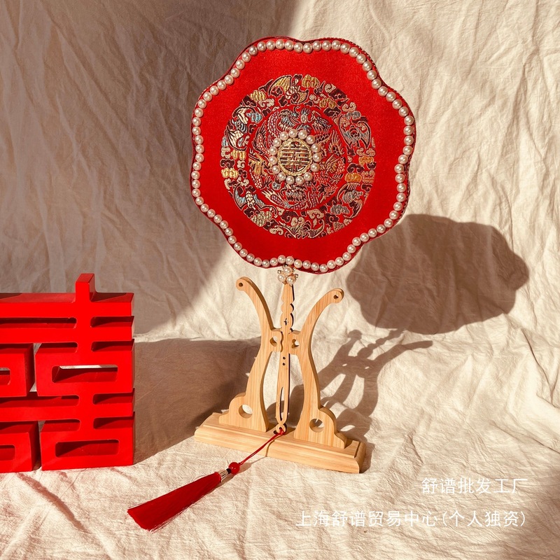 中国風の結婚式両面完成結婚式扇子古代スタイル秀和刺繍扇子結婚式花嫁ギフト手持ち|undefined