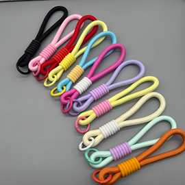 潮流简约拼色手机挂绳钥匙扣手机壳通用网纱短绳创意汽车钥匙挂饰