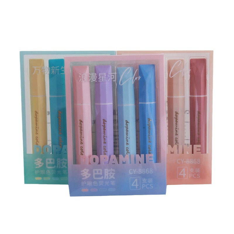 Resaltador de alto valor Papelería creativa Bolígrafo de marcado para estudiantes Protección ocular Bolígrafo de mano de color dopamina al por mayor