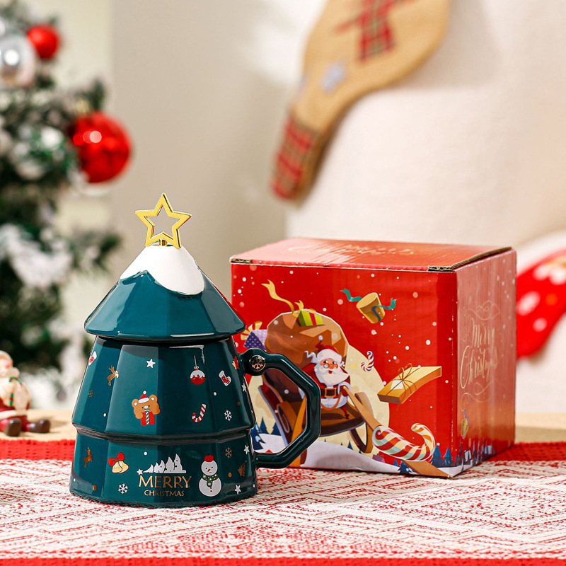 Taza de Navidad transfronteriza Regalo de Navidad Taza de cerámica caja de regalo creativo de Navidad taza de agua regalo práctico