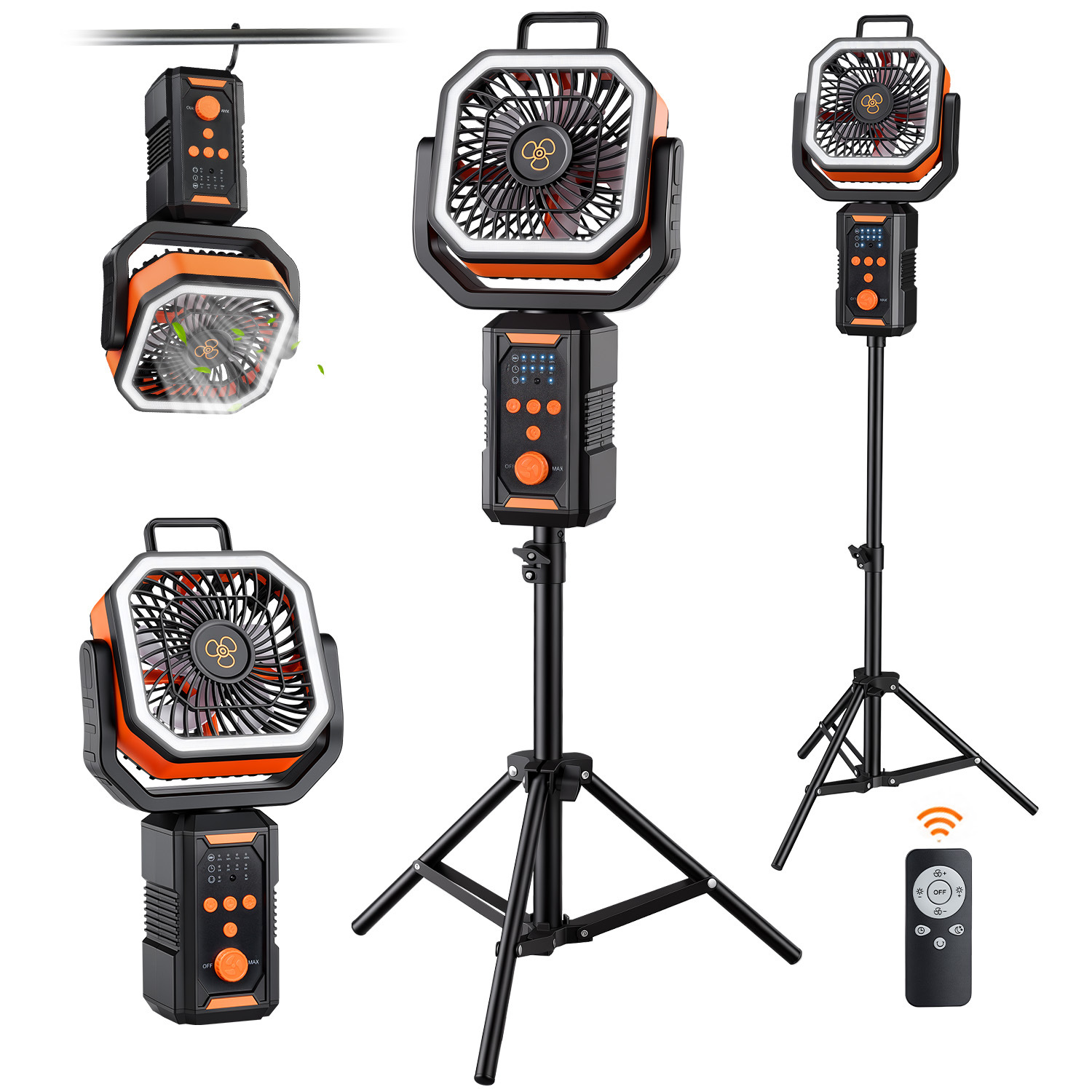Ventilador de Camping con Vaporizador USB Recargable y Oscilante para Exteriores