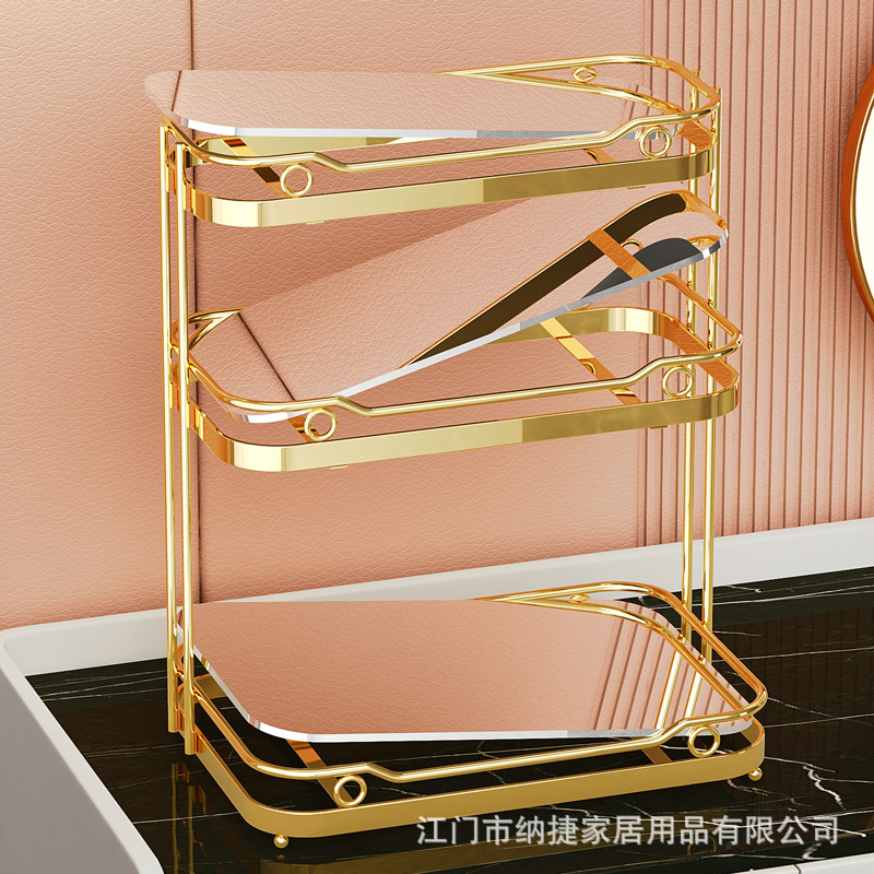 玻璃化妆品收纳架防尘家用大容量桌面口红梳妆台护肤品网红置物架