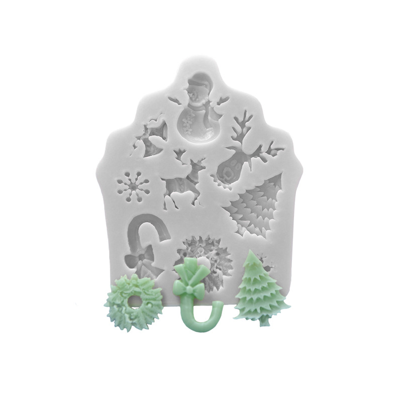 Navidad alces, árbol de Navidad, regalo de Navidad, Santa Claus fondant cake molde de silicona J104