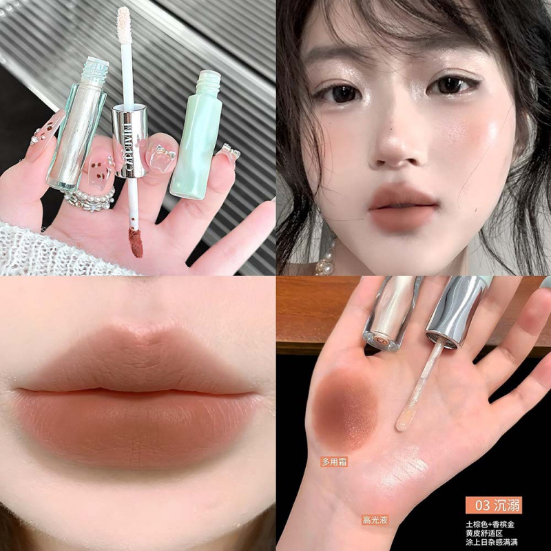 CAPPUVINI pluma multipropósito de doble punta nublada mate suave niebla de baja saturación color lápiz labial cosmético cosmético transfronterizo
