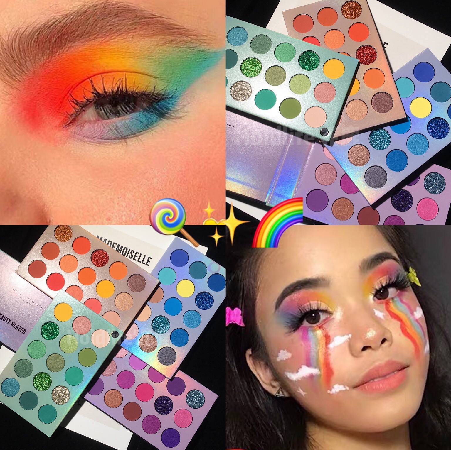 Sombra de ojos giratoria transfronteriza paleta de sombras de ojos de 60 colores 4 capas cuentas multicolores tridimensionales mate mercado de maquillaje de escenario para niños