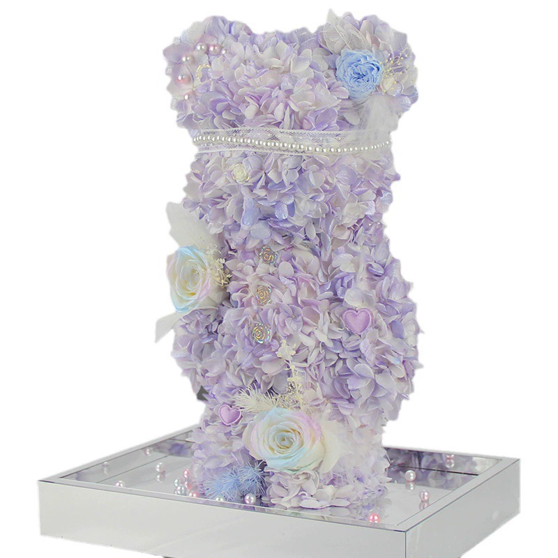 Flor inmortal tortilla violenta oso caja acrílica para el día de San Valentín regalo de cumpleaños de novia fábrica al por mayor