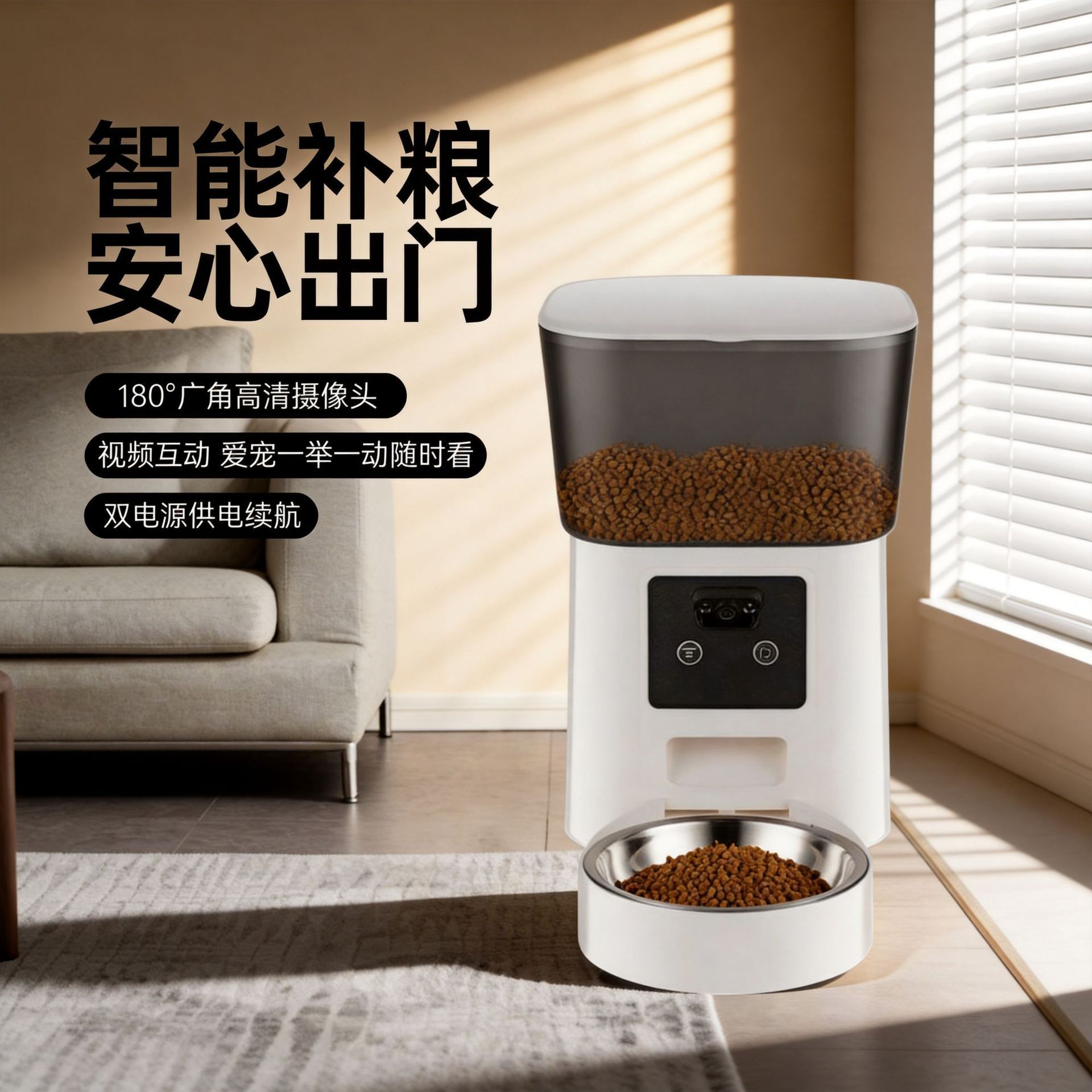 Alimentador Automático Inteligente WiFi para Mascotas de Plástico ABS