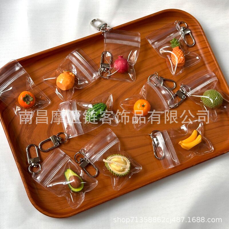 Cross-Border Korean Creative Artificial Packaging Fruit Fresh Fruit Transparent Bag Mobile Phone Chain Bag Pendant Ins Jewelry