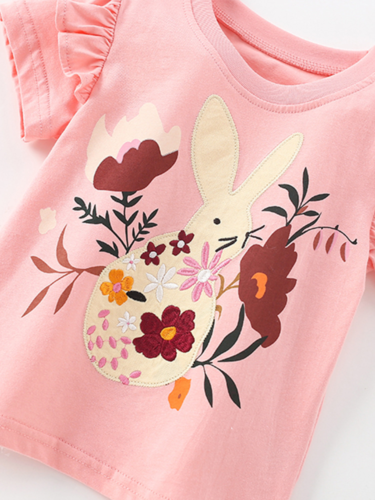Camiseta de niña malwee transfronteriza verano nuevo estilo europeo y americano niños pequeños y medianos cuello redondo manga corta estilo occidental camiseta de niña