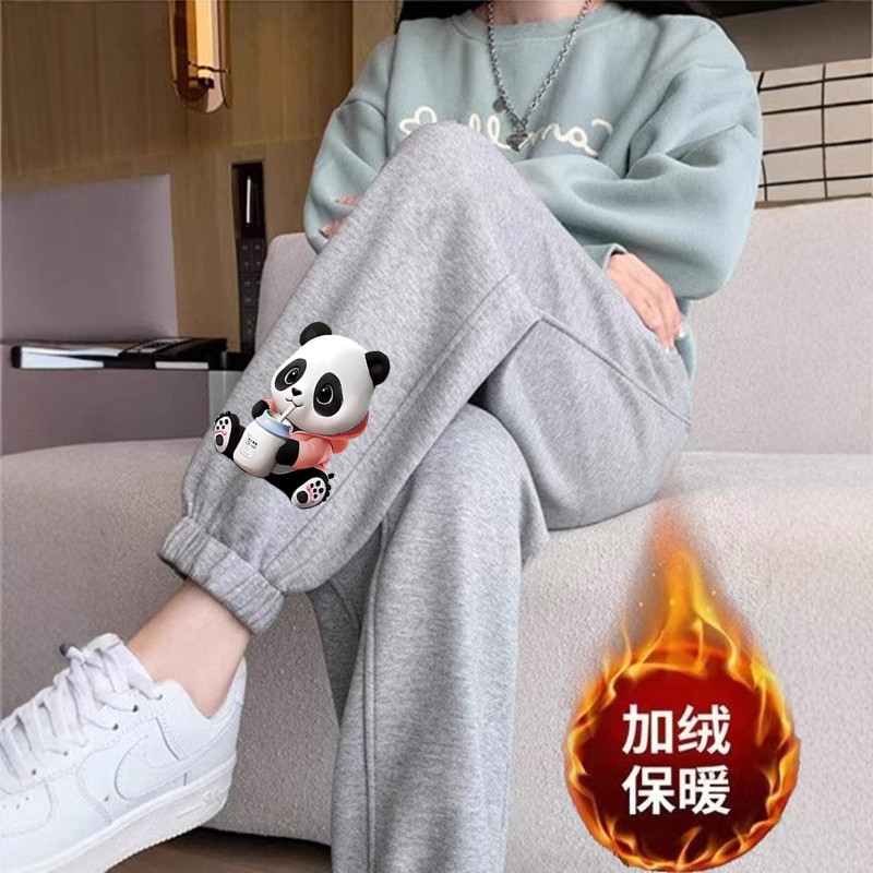 밀크 팬더 레깅스 그레이 팬츠 플러스 벨벳