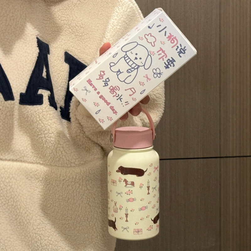 クリーム風イラスト魔法瓶カップ新しいかわいいステンレス鋼ウォーターカップ女の子のための高価値大容量ポータブルケトル|undefined