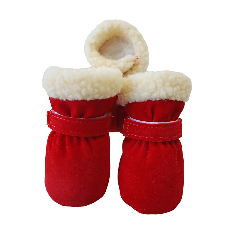Winter explosions small and medium-sized dog home fleece-lined warm non-slip foot protection snow boots pet supplies factory direct sales