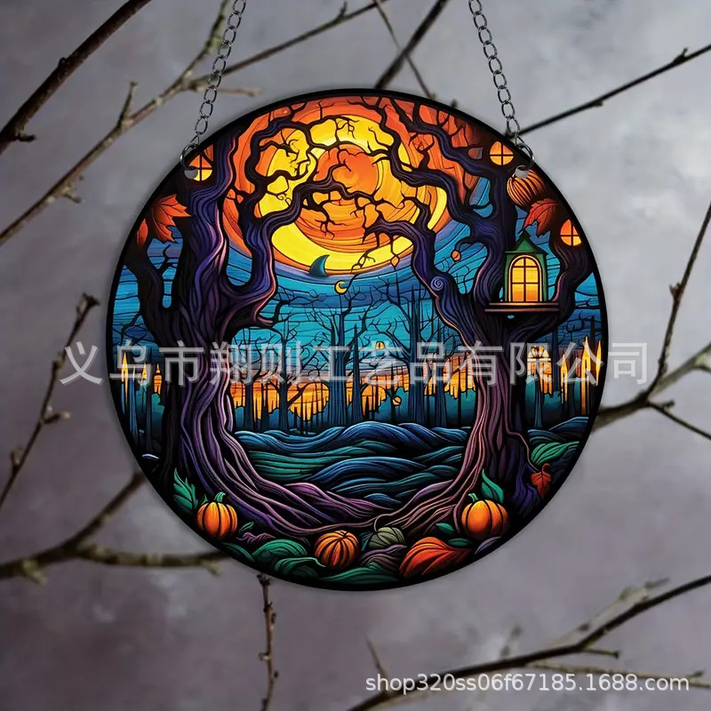 Transfronterizo serie de Halloween acrílico captador de sol artesanía decoración creativa colgante acrílico disco