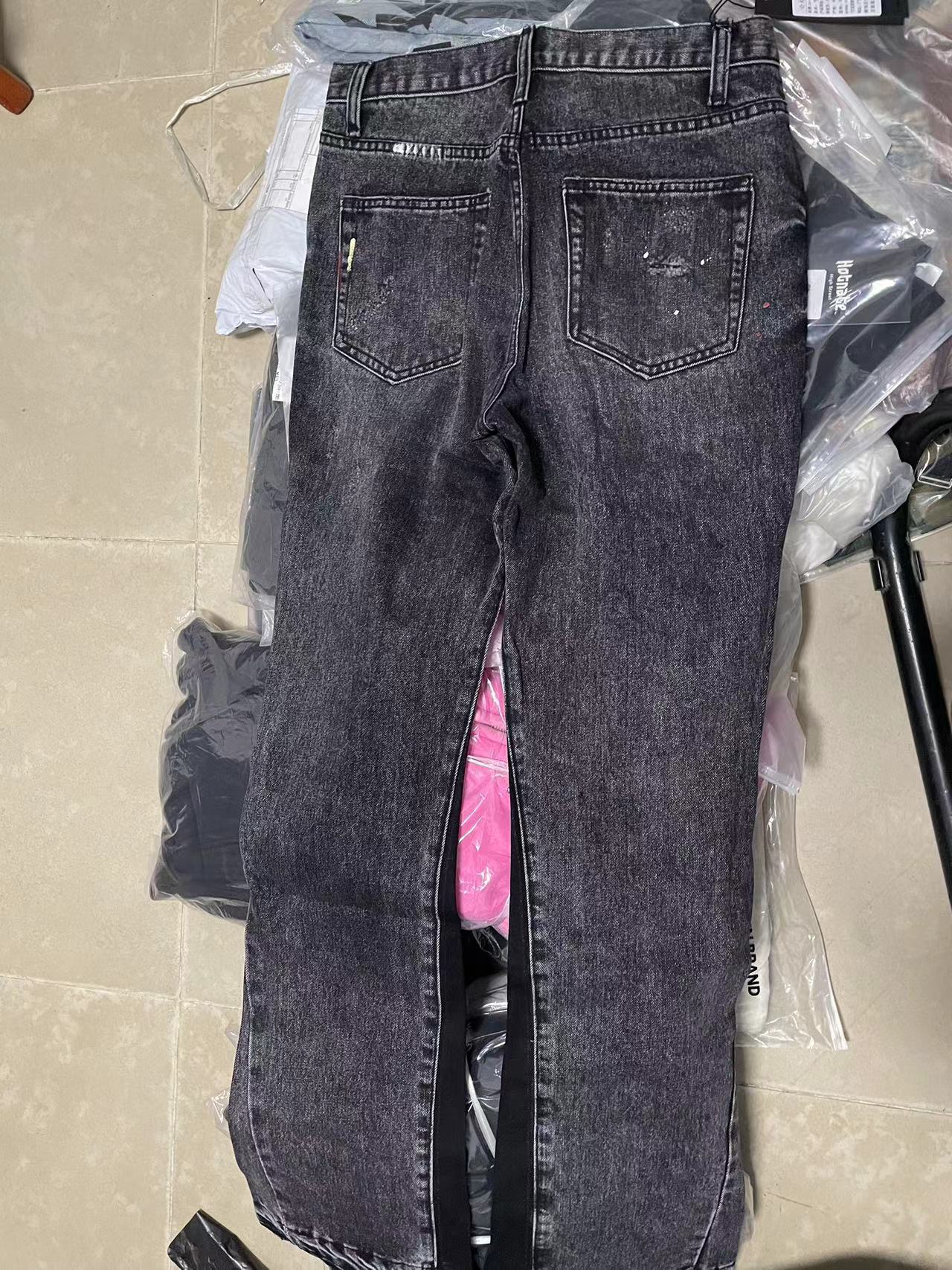Men's Clothing three dimensional tailoring loose baggy ripped cat whisker flared pants for men and women jeans_voghion.com