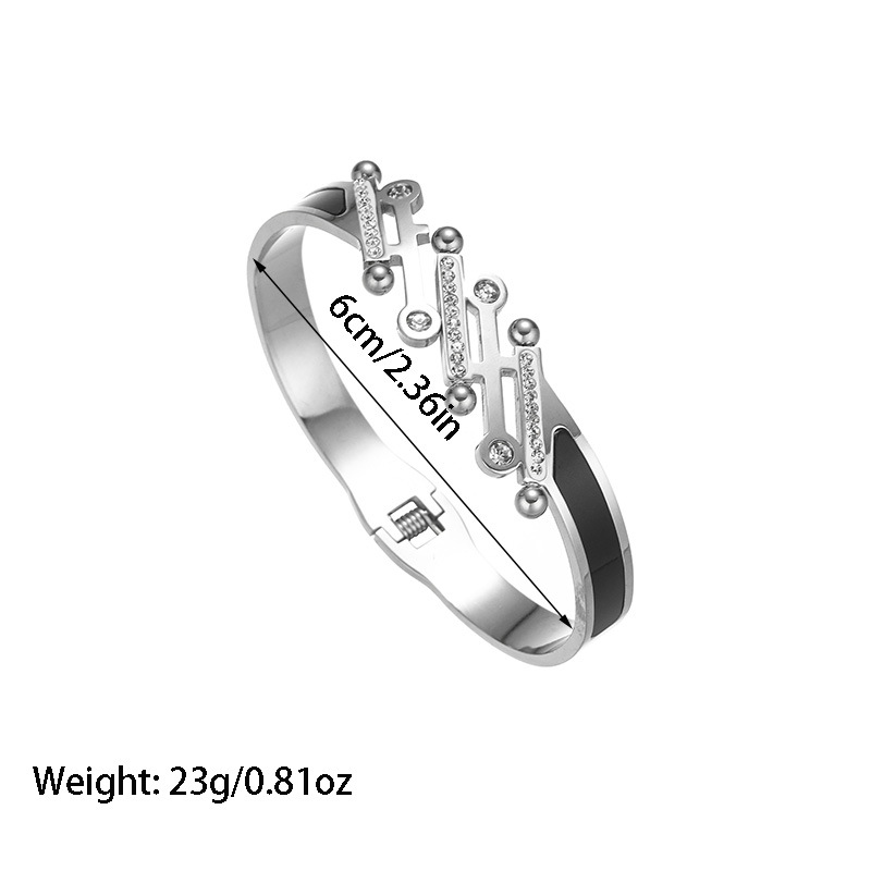 29g Weight Bangle Classification Titanium Steel Chain Material 1 Piece Quantity Holiday, Party Occasion Titanium Steel Material Geometric Pattern 2025 Spring and Summer Season Women's Gender Plating Design Elegant, Glam Style Elegant Glam Geometric Titanium Steel Bangle In Bulk 3