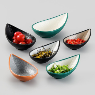 Melamine Snack Plate Imitation Porcelain Hotel Cold and Cold Dish Plate Hot Pot Dipped in Water Dish Bowl Seasoning Dipping Sauce Dish Commercial