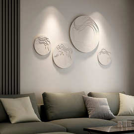 侘寂风装饰画客厅墙面装饰挂画无框画组合立体画样板间沙发背景3D