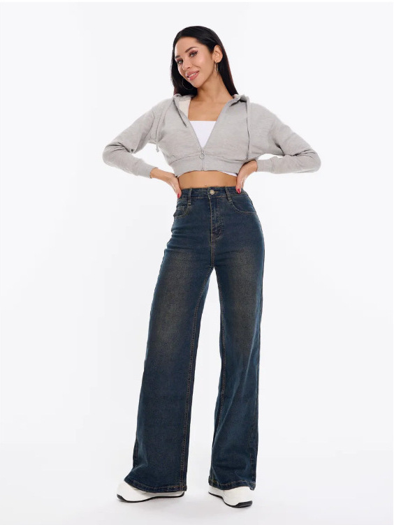 俄罗斯服装外贸牛仔裤女2025新款阔腿裤秋装跨境OZON/WB一件代发|undefined