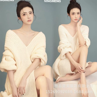 奶油风主题个人肖像写真毛衣室内慵懒氛围纯欲少女艺术照摄影服装
