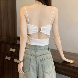 Spice Girls Backless Small Camisole Korean Style Design Summer Pad Outer Wear Beautiful Back Inner Top