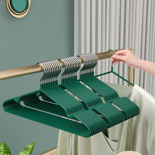 Anti-slip plastic-impregnated clothes hanger dormitory clothes drying rack for adults thick stainless steel clothes support seamless clothes hanging clothes rack