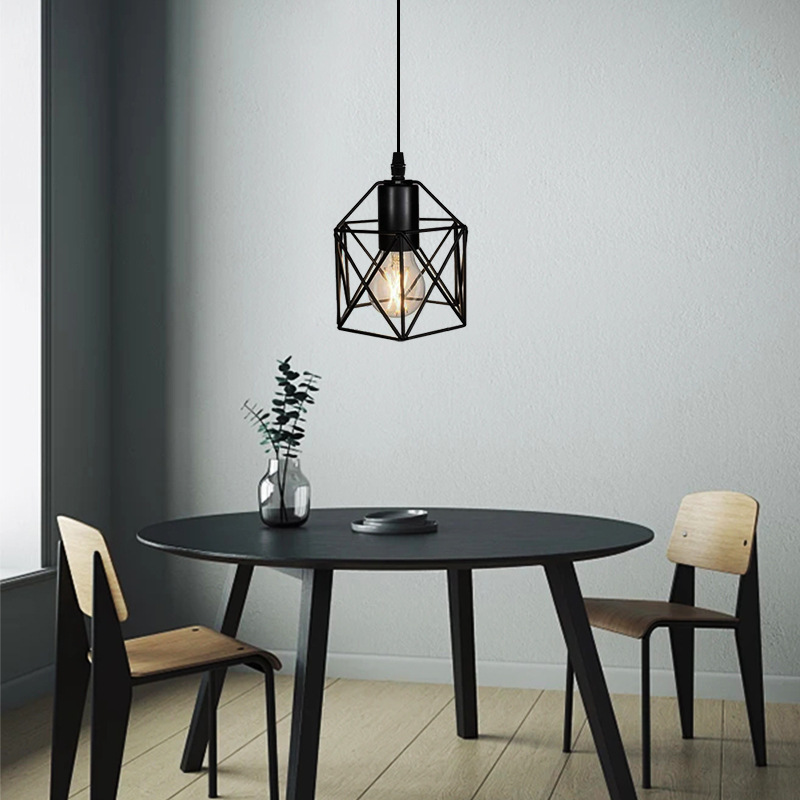 Personalidad creativa transfronteriza estilo industrial pequeño candelabro hexagonal entrada escalera pasillo comedor dormitorio lámpara de hierro